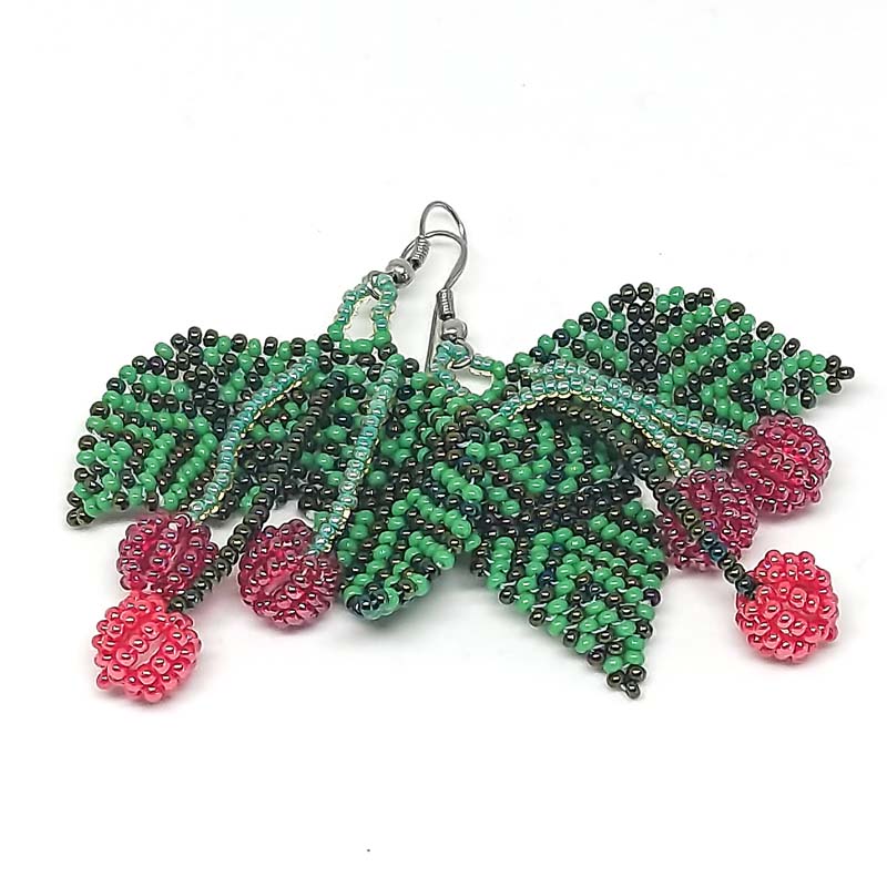 Earrings Fruit Beaded Cherry Earrings Woza Moya