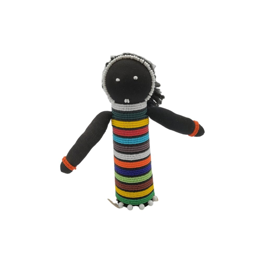 Beaded Zulu Doll 15cm Striped Pattern Woza Moya